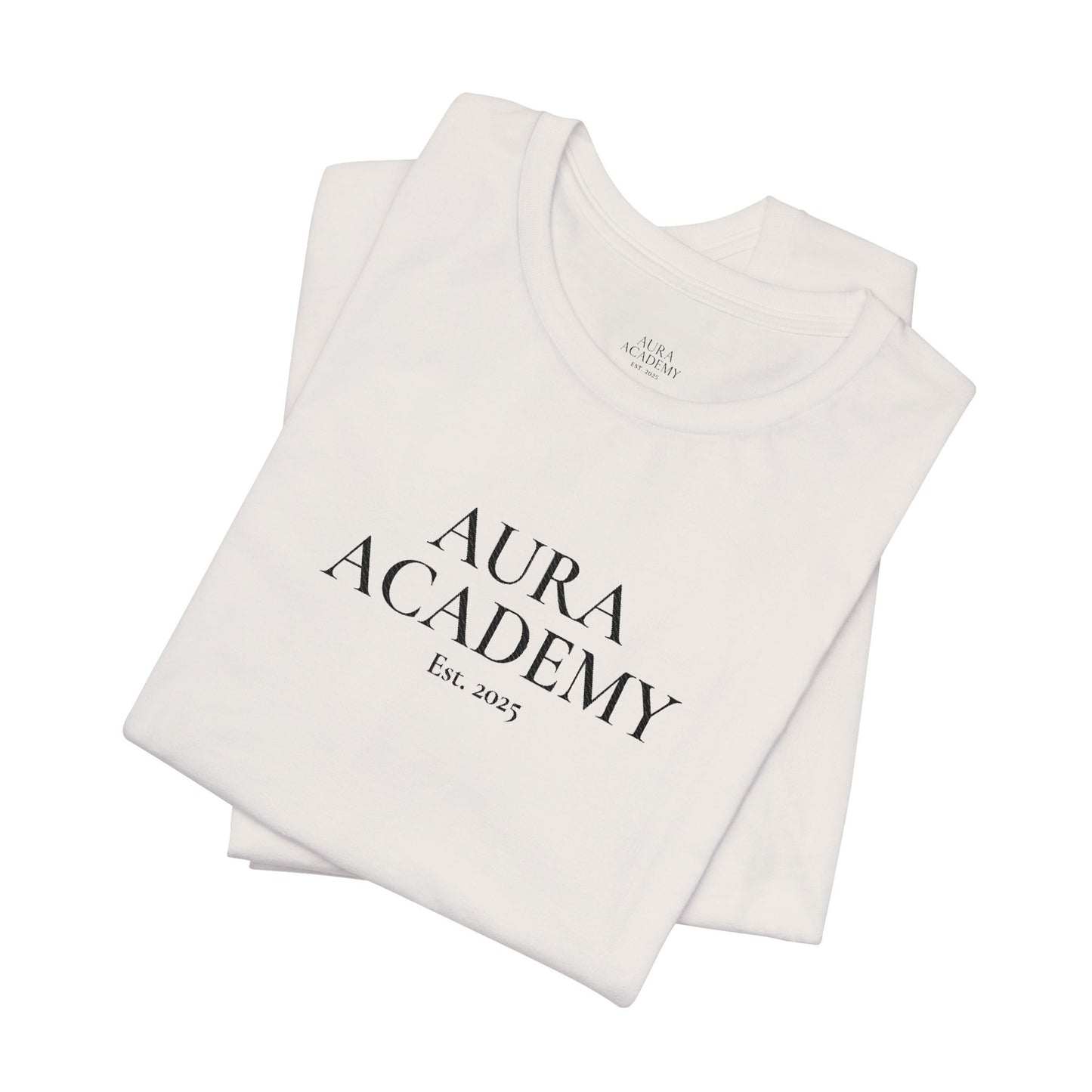 Aura Academy Tee — Minimalist Logo White T-Shirt