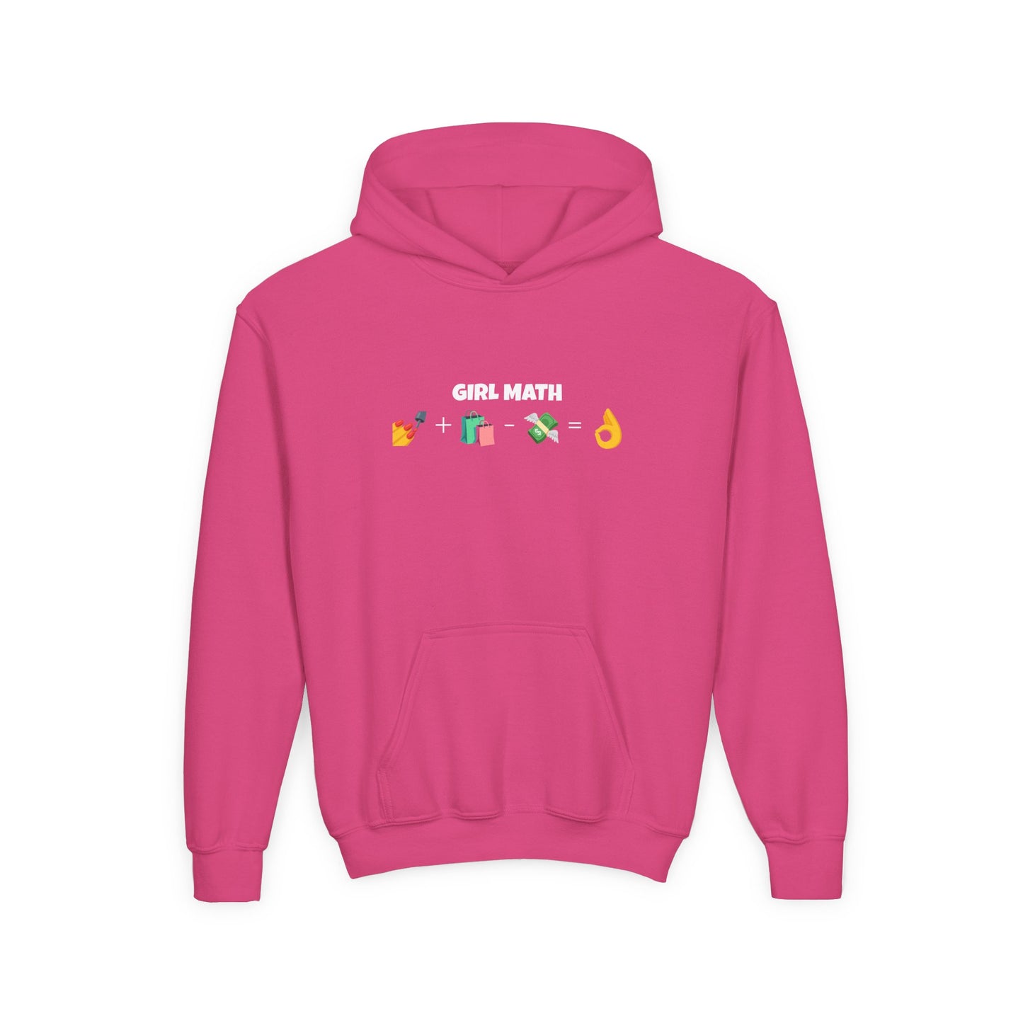 Girl Math Emoji Hoodie — Youth Funny Finance Humor Sweatshirt