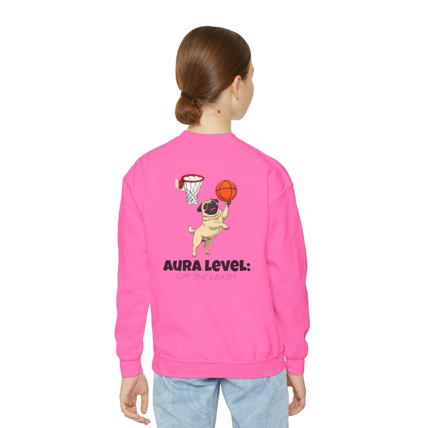 "Aura Level: Off The Leash" Youth Crewneck Sweatshirt