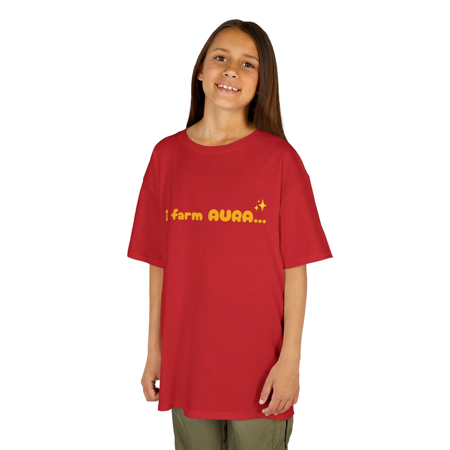 Kids Tee — "I farm AURA" Cute Minimalist Graphic Shirt