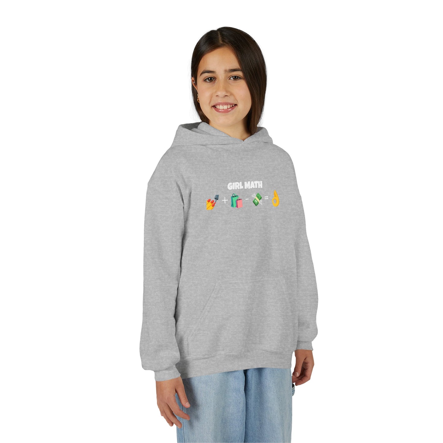 Girl Math Emoji Hoodie — Youth Funny Finance Humor Sweatshirt