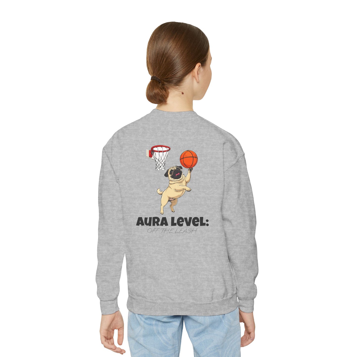 "Aura Level: Off The Leash" Youth Crewneck Sweatshirt