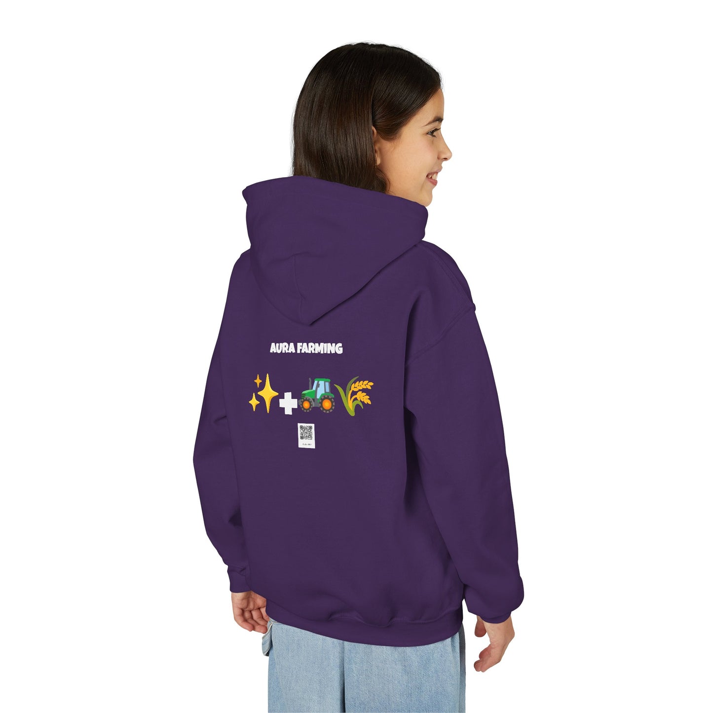 Aura Farming Youth Hoodie — Spiritual + Sustainable Gardening Graphic Sweatshirt