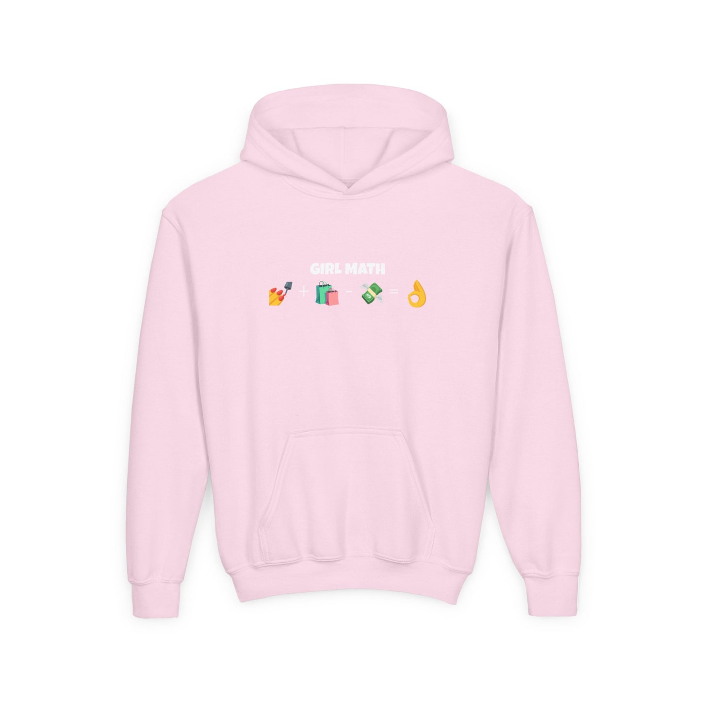 Girl Math Emoji Hoodie — Youth Funny Finance Humor Sweatshirt