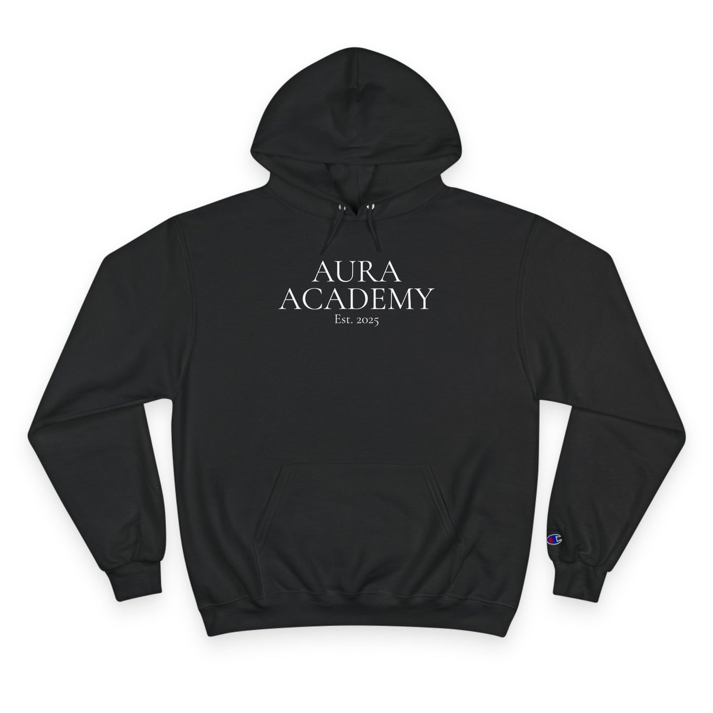 Aura Academy Champion Hoodie — Minimal White Embroidered Logo Hoodie