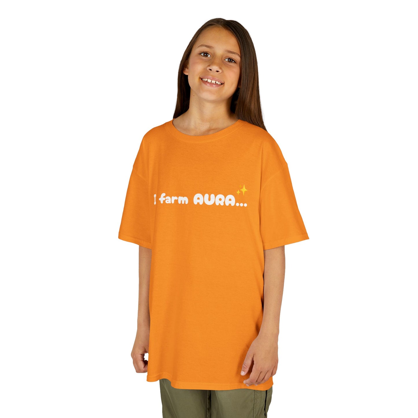 Kids Tee — "I farm AURA" Cute Minimalist Graphic Shirt