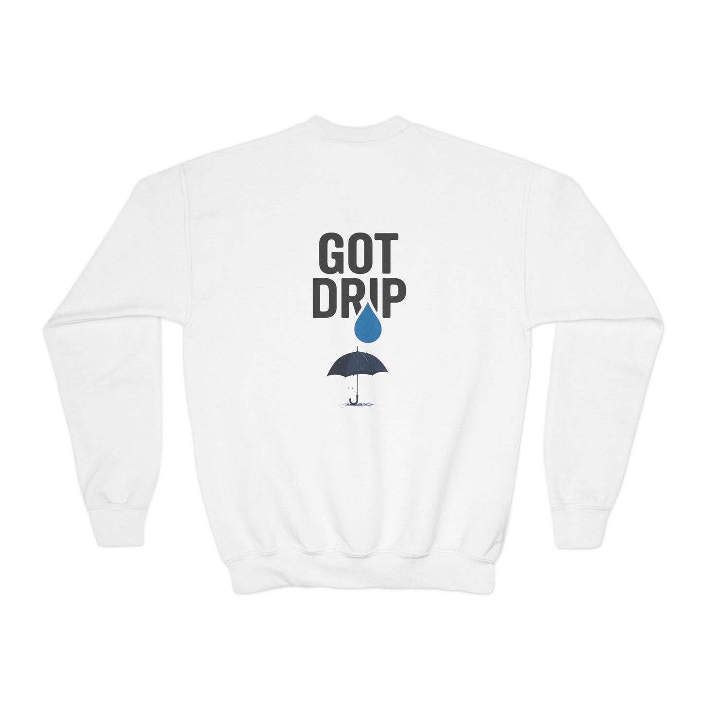 Aura Academy Youth Crewneck Sweatshirt — 'Got Drip' Graphic with Water Droplet