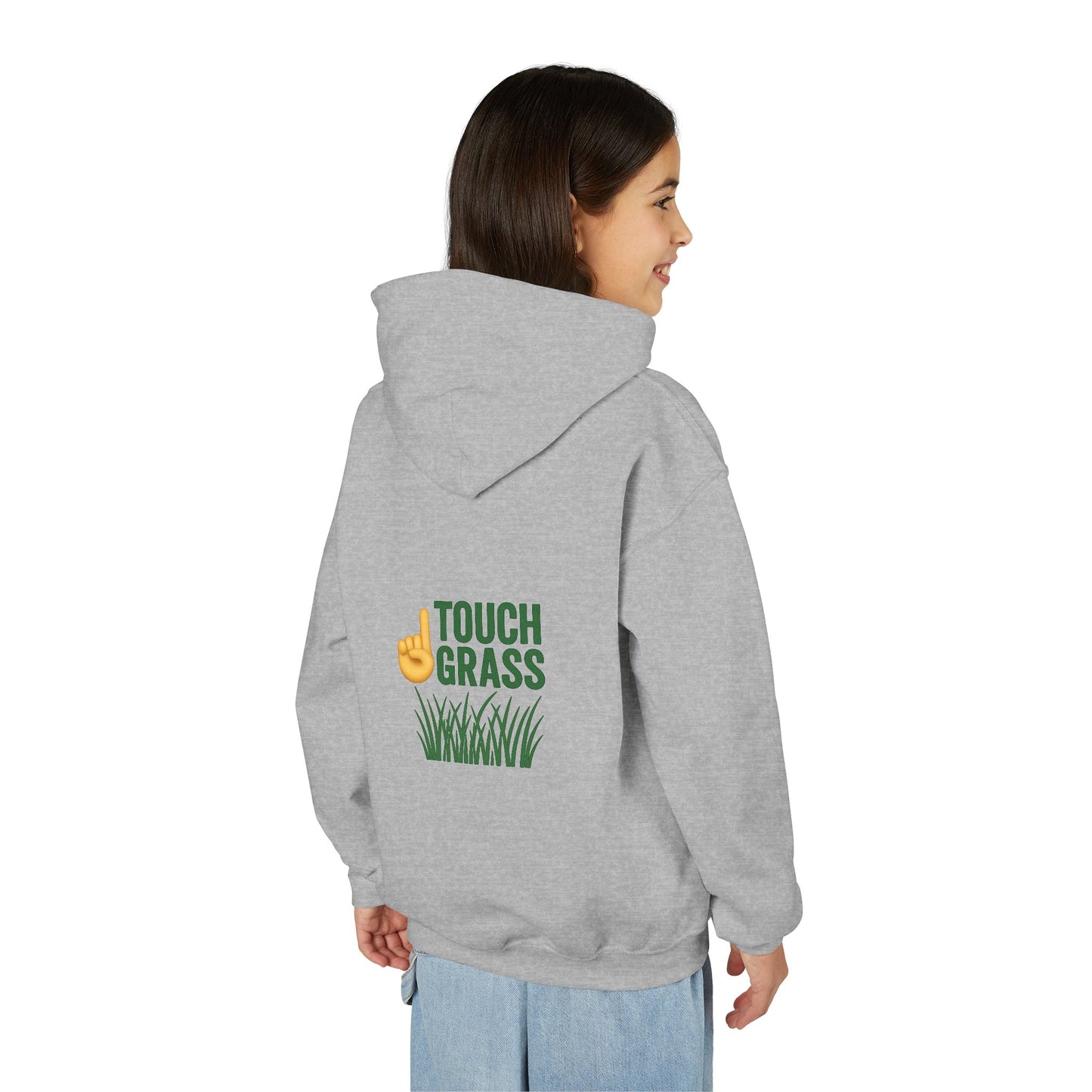 Youth Hoodie - Touch Grass Trend Design