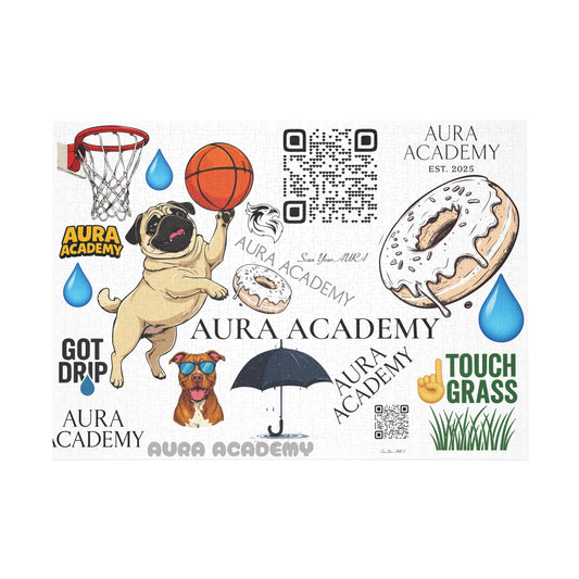 Aura Academy Collage Puzzle — 500/1000-Piece Fun Dog & Sports Sticker Design