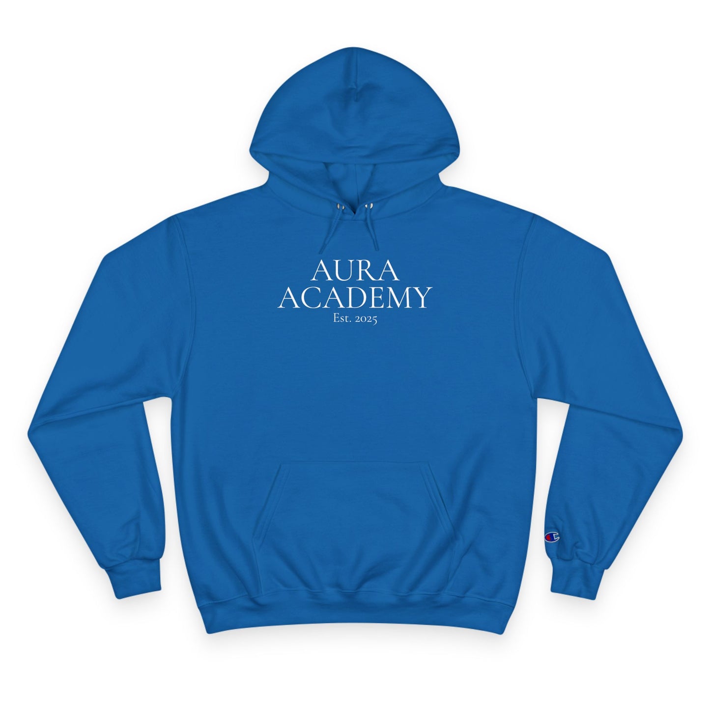 Aura Academy Champion Hoodie — Minimal White Embroidered Logo Hoodie