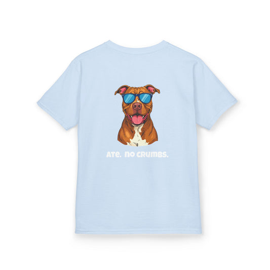 Kids Tee — "Pebbles the Dog: Ate. No Crumbs."
