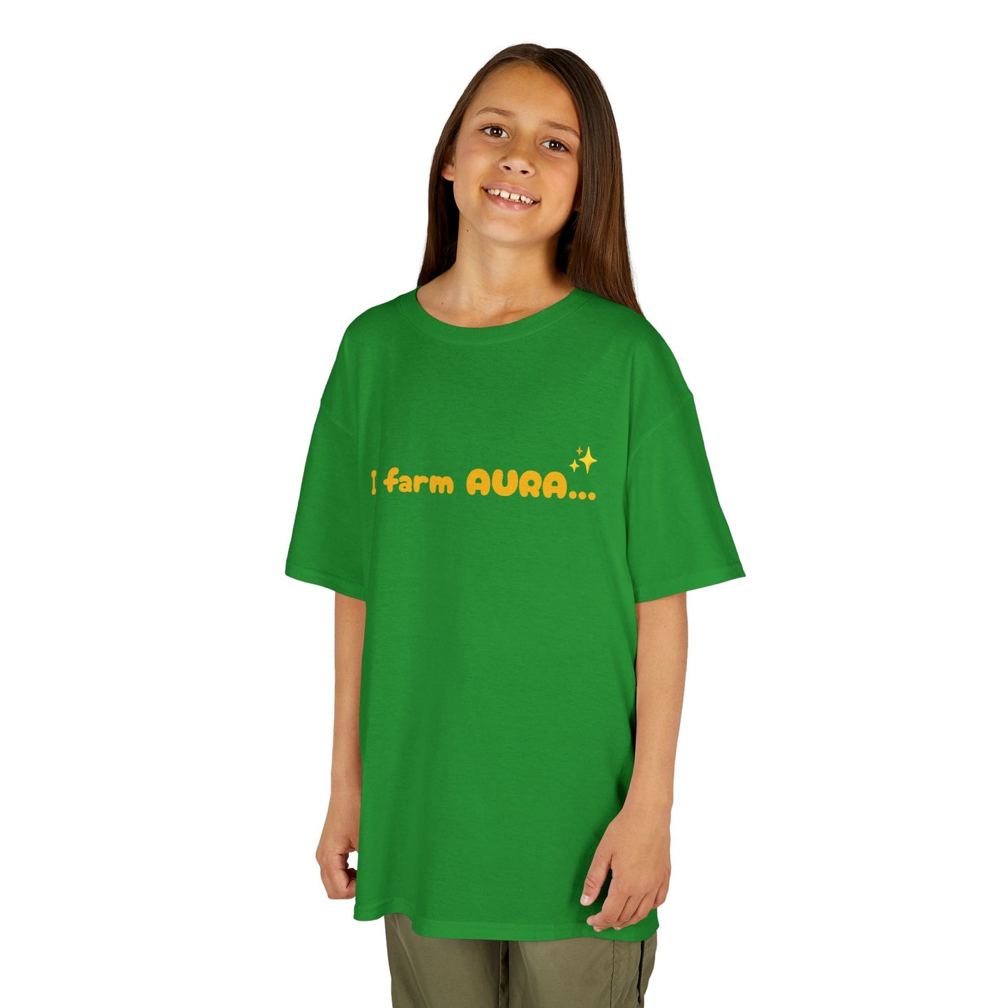 Kids Tee — "I farm AURA" Cute Minimalist Graphic Shirt