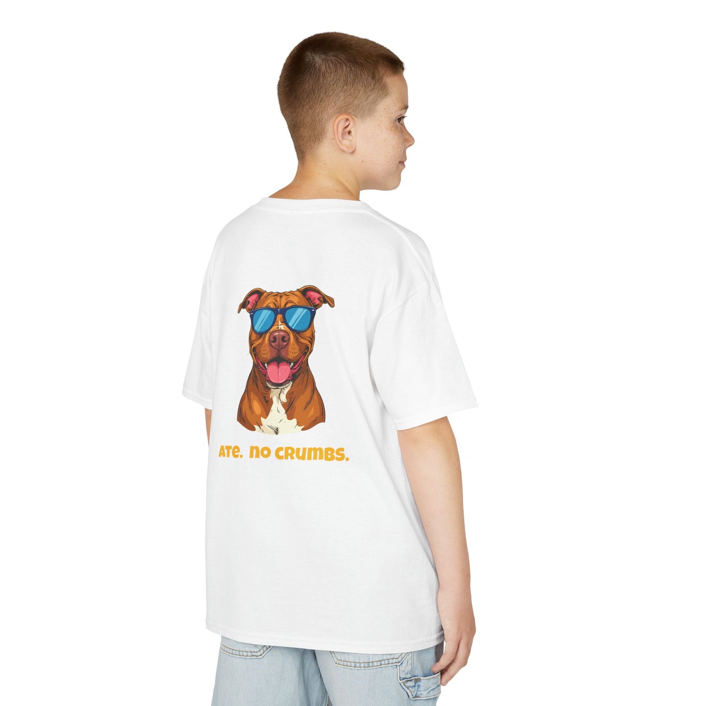 Kids Tee — "Pebbles the Dog: Ate. No Crumbs."