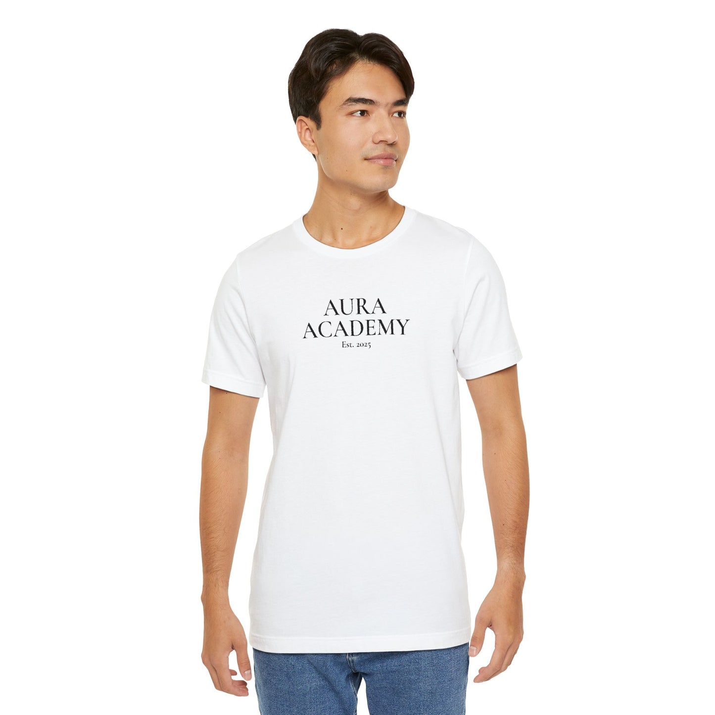 Aura Academy Tee — Minimalist Logo White T-Shirt