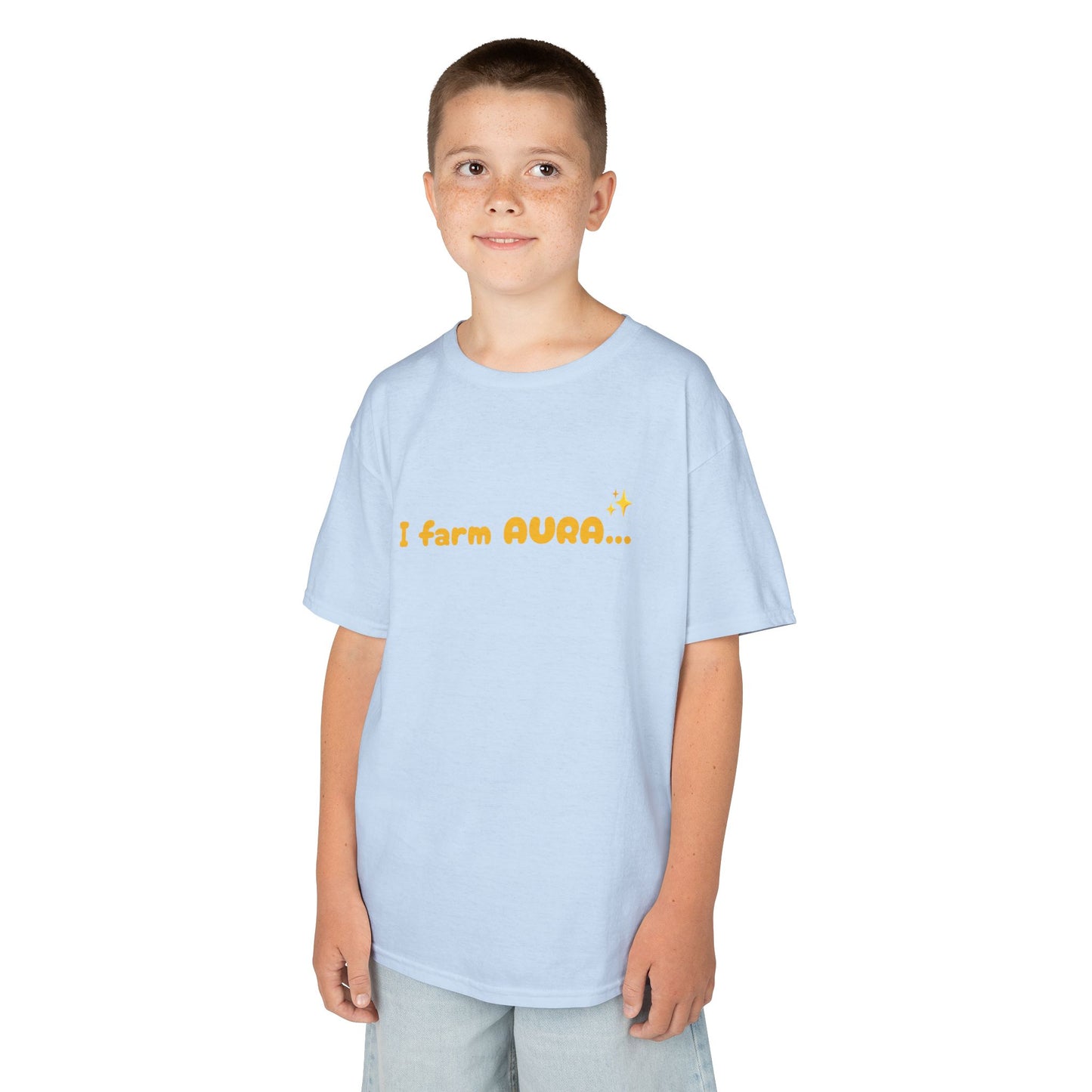 Kids Tee — "I farm AURA" Cute Minimalist Graphic Shirt