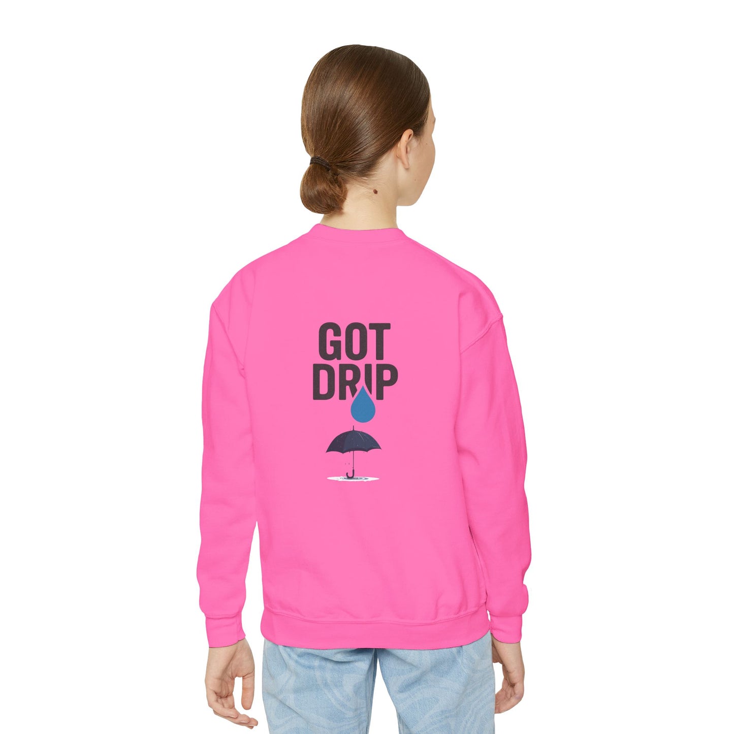 Aura Academy Youth Crewneck Sweatshirt — 'Got Drip' Graphic with Water Droplet