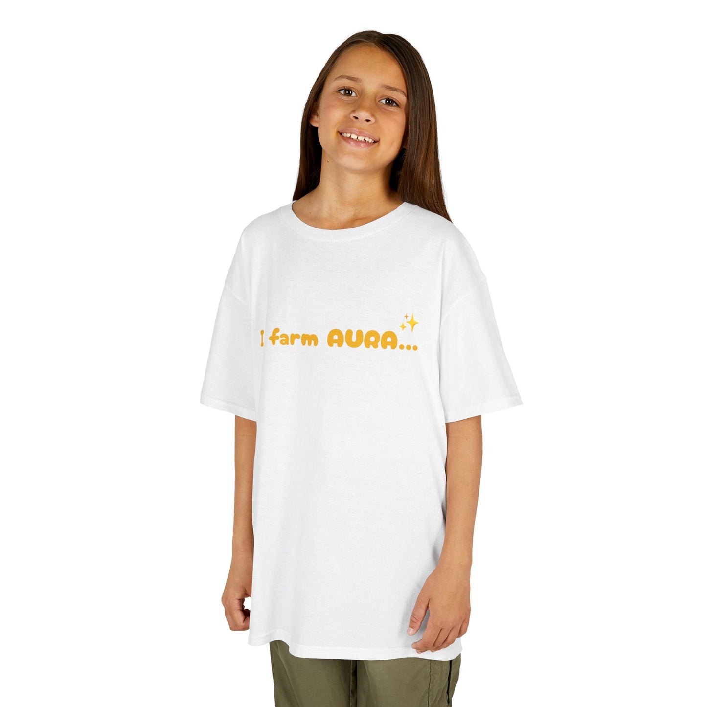 Kids Tee — "I farm AURA" Cute Minimalist Graphic Shirt