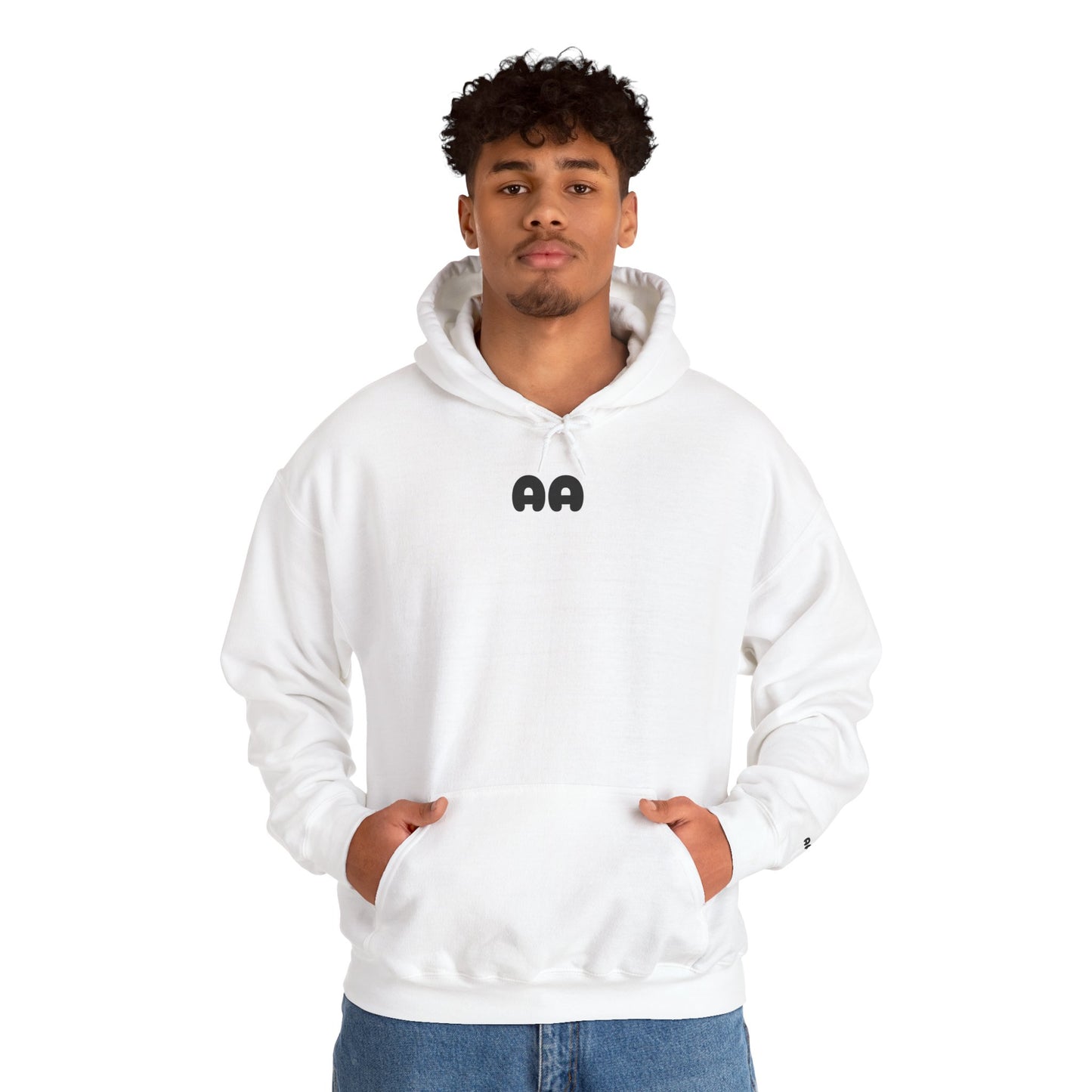Aura > Fit Hoodie — Minimal Logo White Pullover