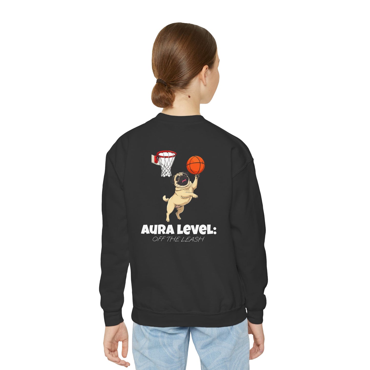 "Aura Level: Off The Leash" Youth Crewneck Sweatshirt