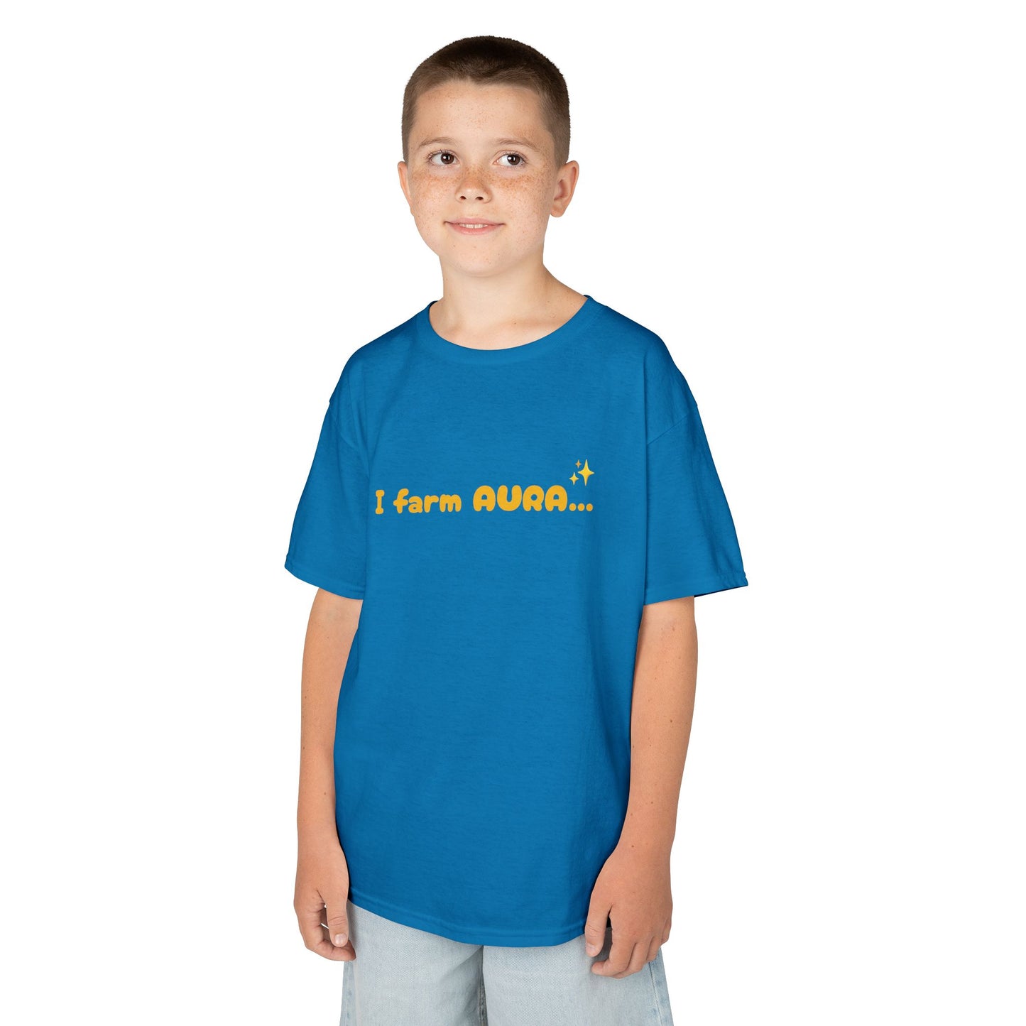 Kids Tee — "I farm AURA" Cute Minimalist Graphic Shirt