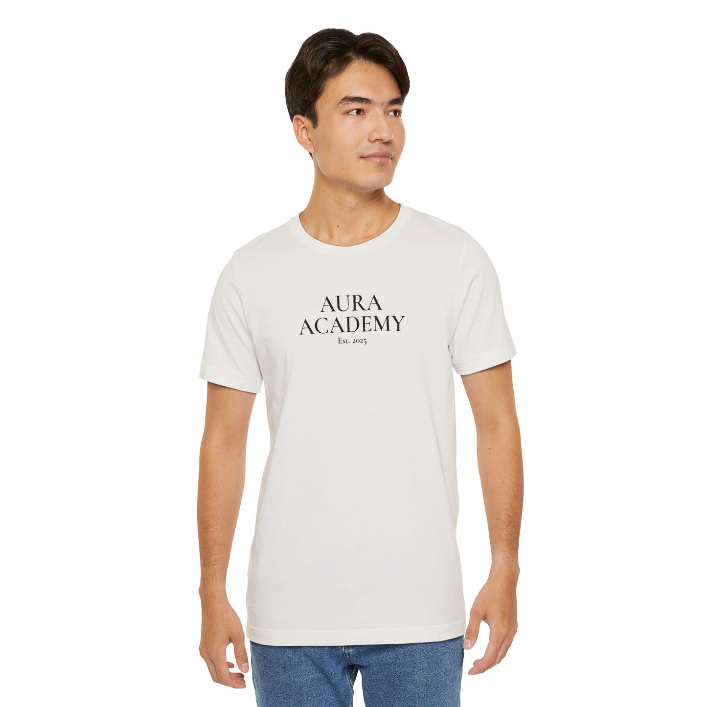 Aura Academy Tee — Minimalist Logo White T-Shirt