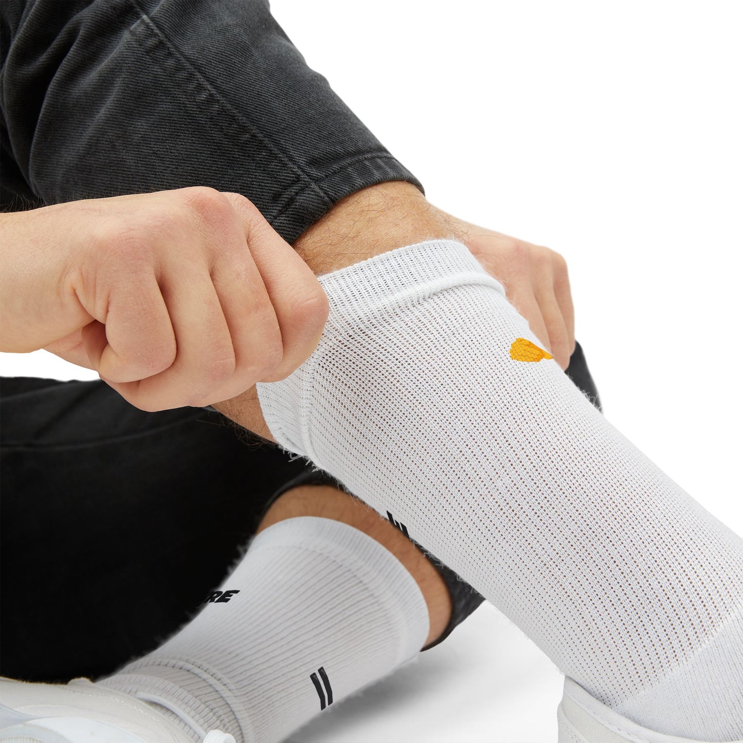 You're Catching My Aura Sublimation Socks — "You're Welcome" Emoji Design