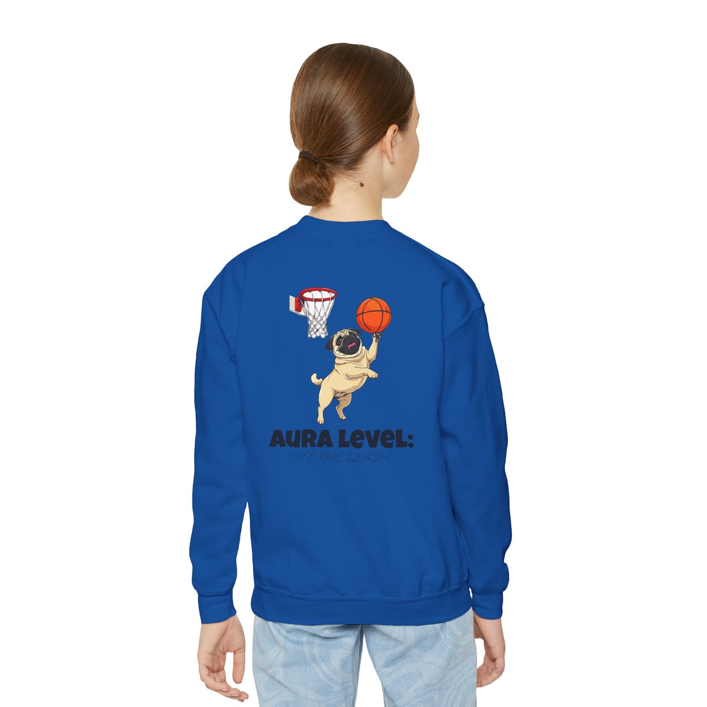 "Aura Level: Off The Leash" Youth Crewneck Sweatshirt