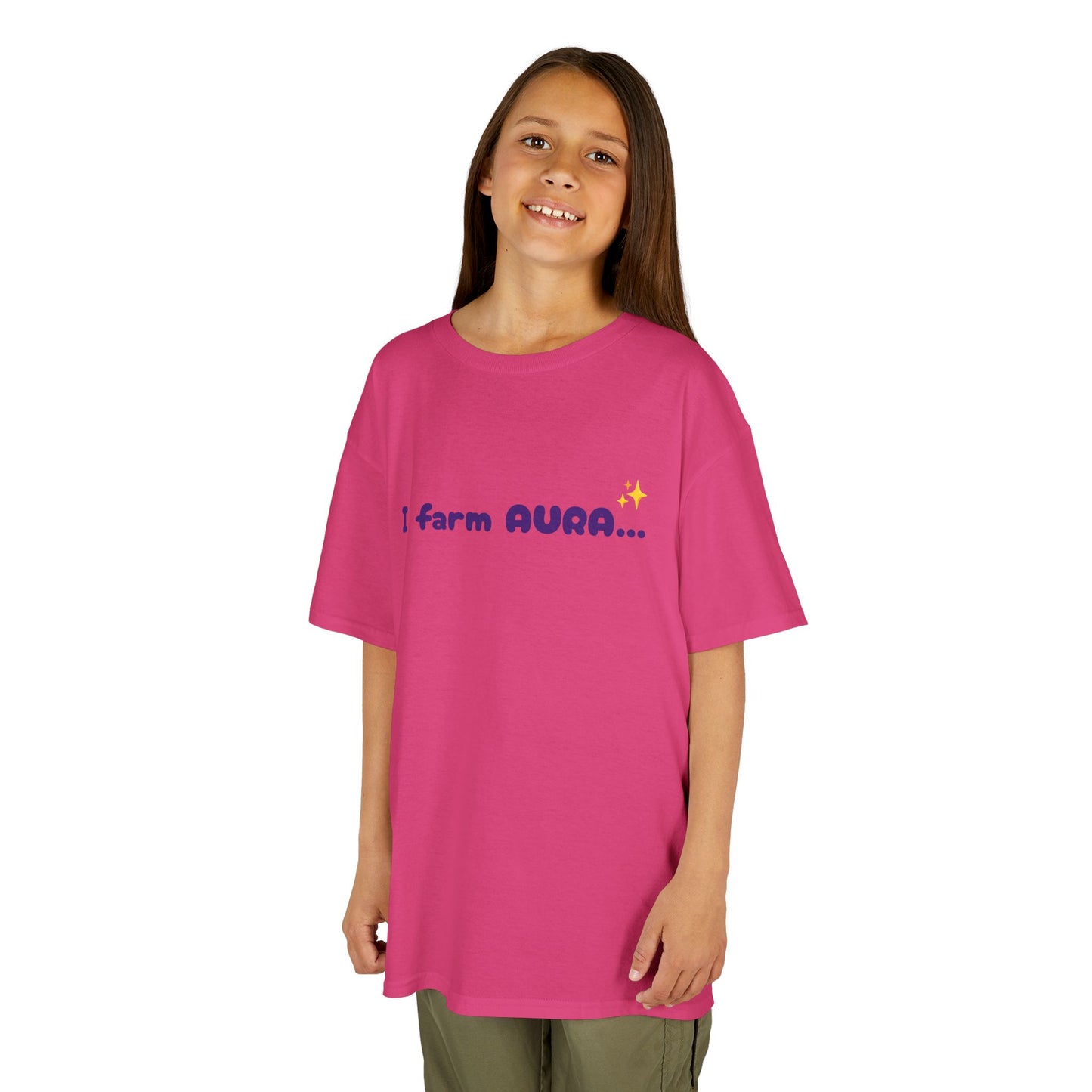 Kids Tee — "I farm AURA" Cute Minimalist Graphic Shirt
