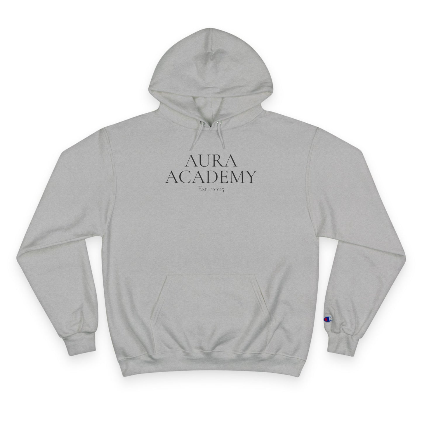 Aura Academy Champion Hoodie — Minimal White Embroidered Logo Hoodie
