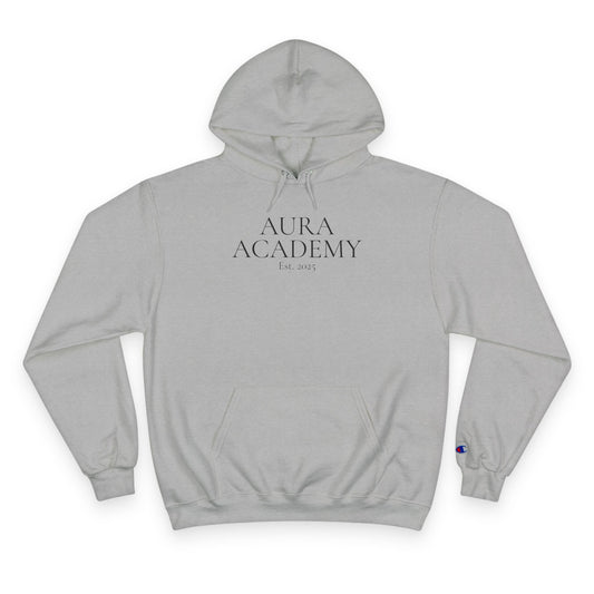 Aura Academy Champion Hoodie — Minimal White Embroidered Logo Hoodie
