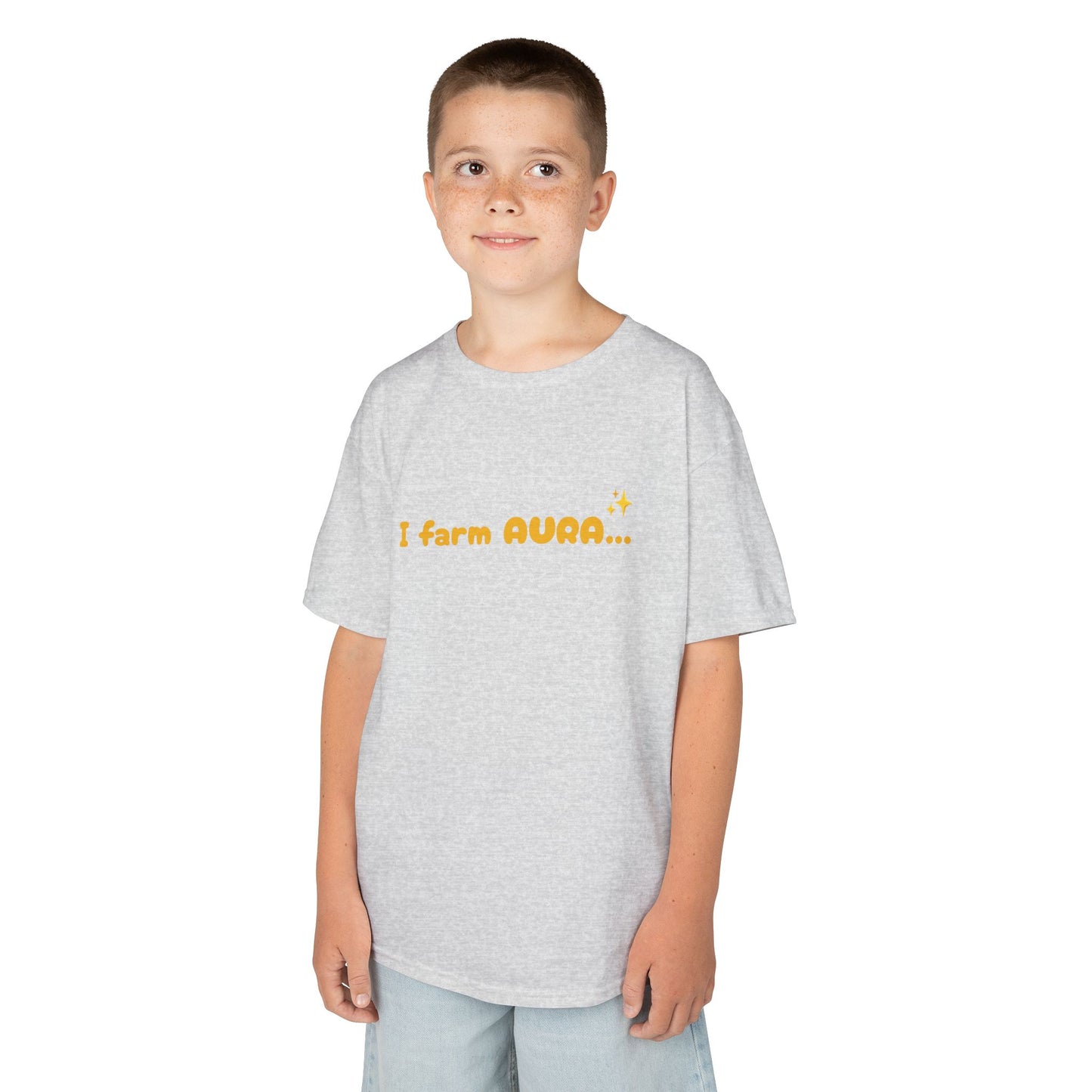 Kids Tee — "I farm AURA" Cute Minimalist Graphic Shirt