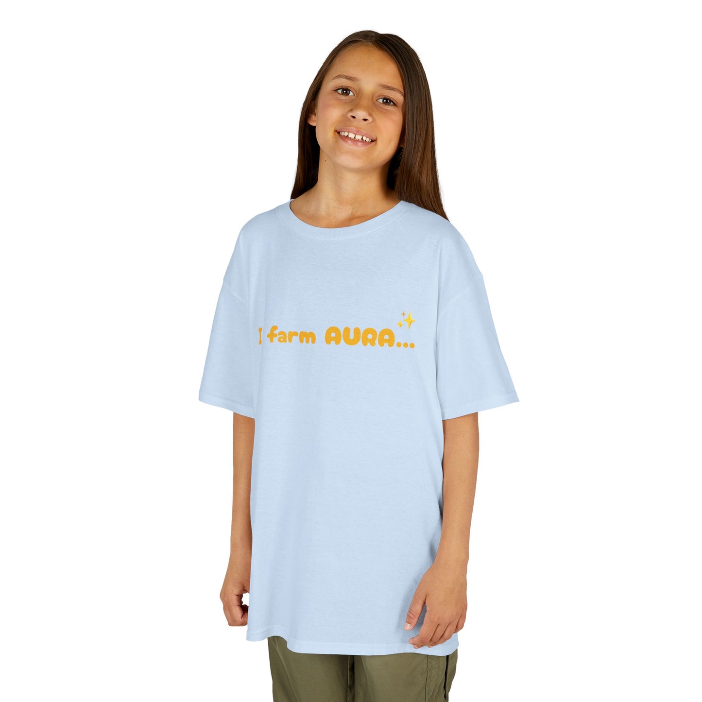 Kids Tee — "I farm AURA" Cute Minimalist Graphic Shirt