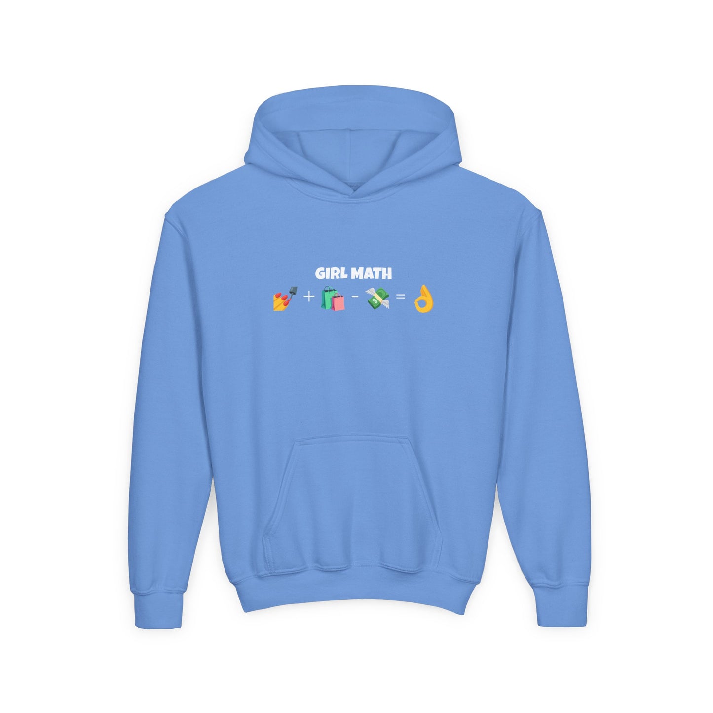 Girl Math Emoji Hoodie — Youth Funny Finance Humor Sweatshirt
