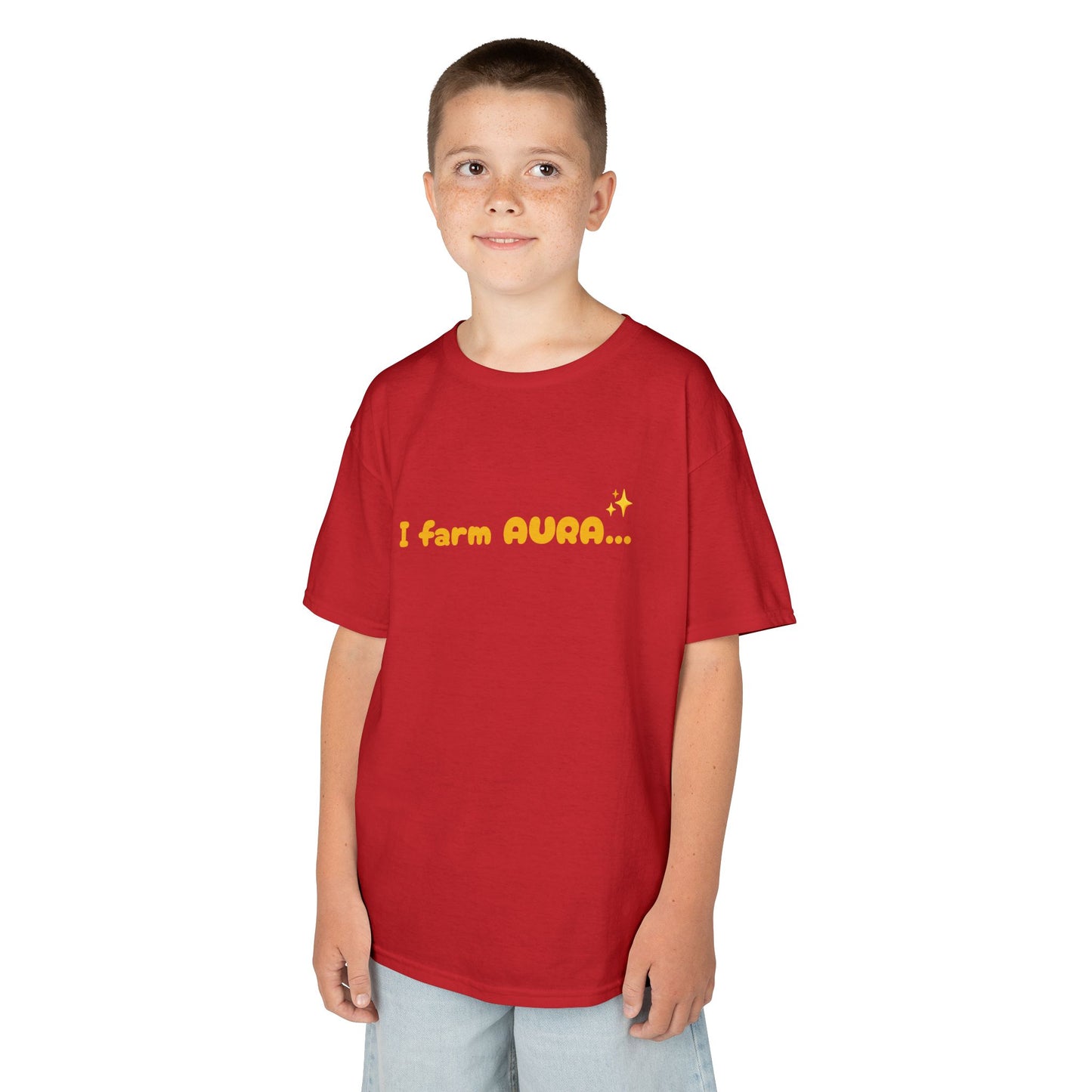 Kids Tee — "I farm AURA" Cute Minimalist Graphic Shirt