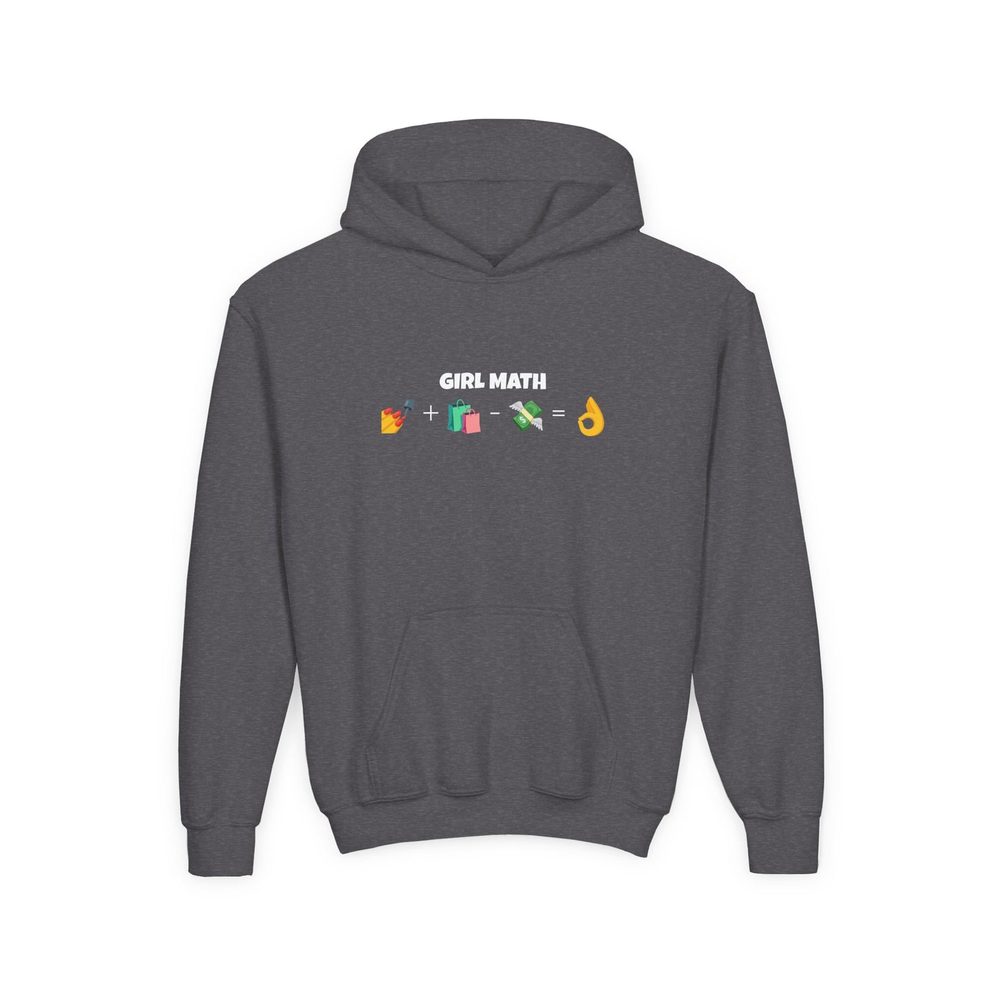 Girl Math Emoji Hoodie — Youth Funny Finance Humor Sweatshirt