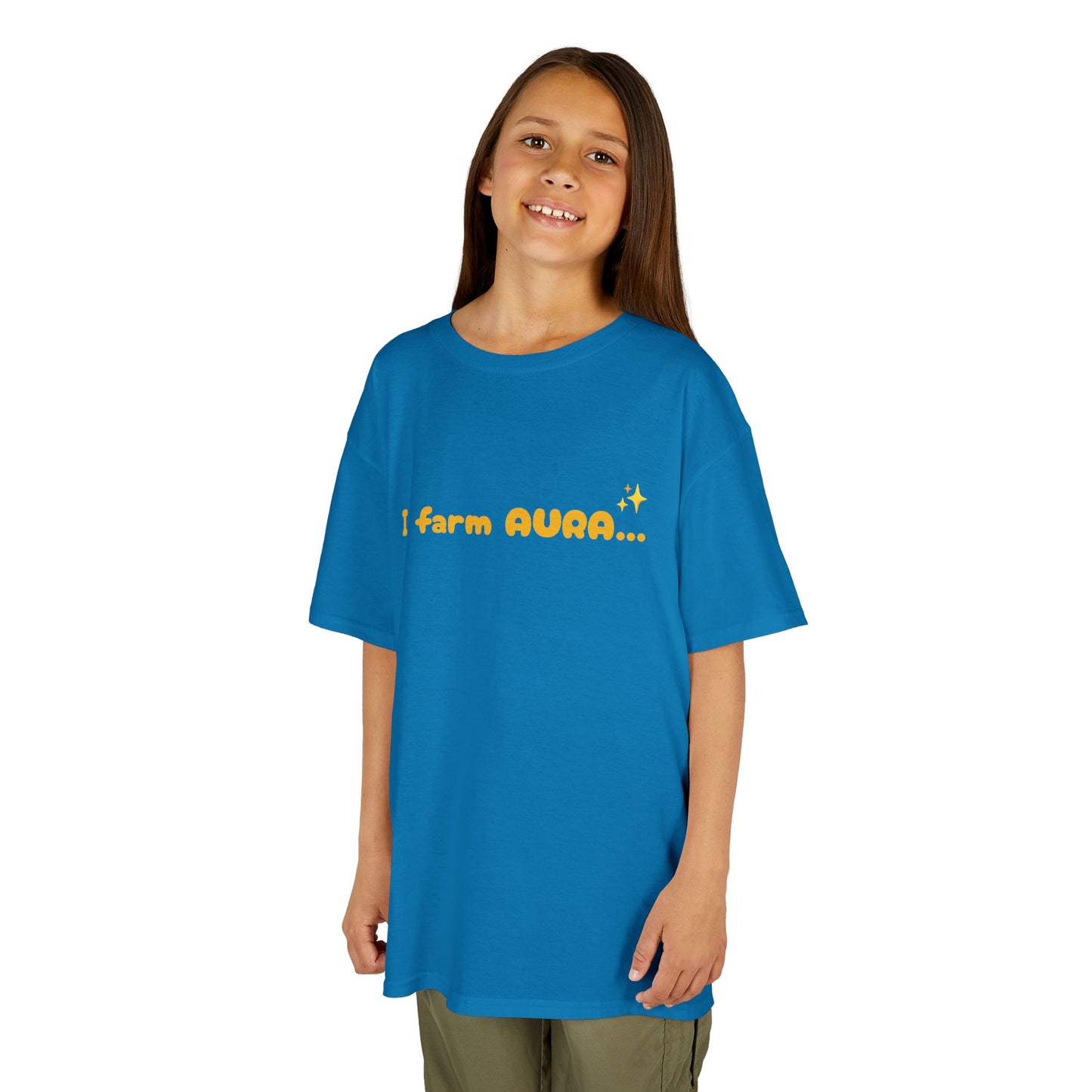 Kids Tee — "I farm AURA" Cute Minimalist Graphic Shirt