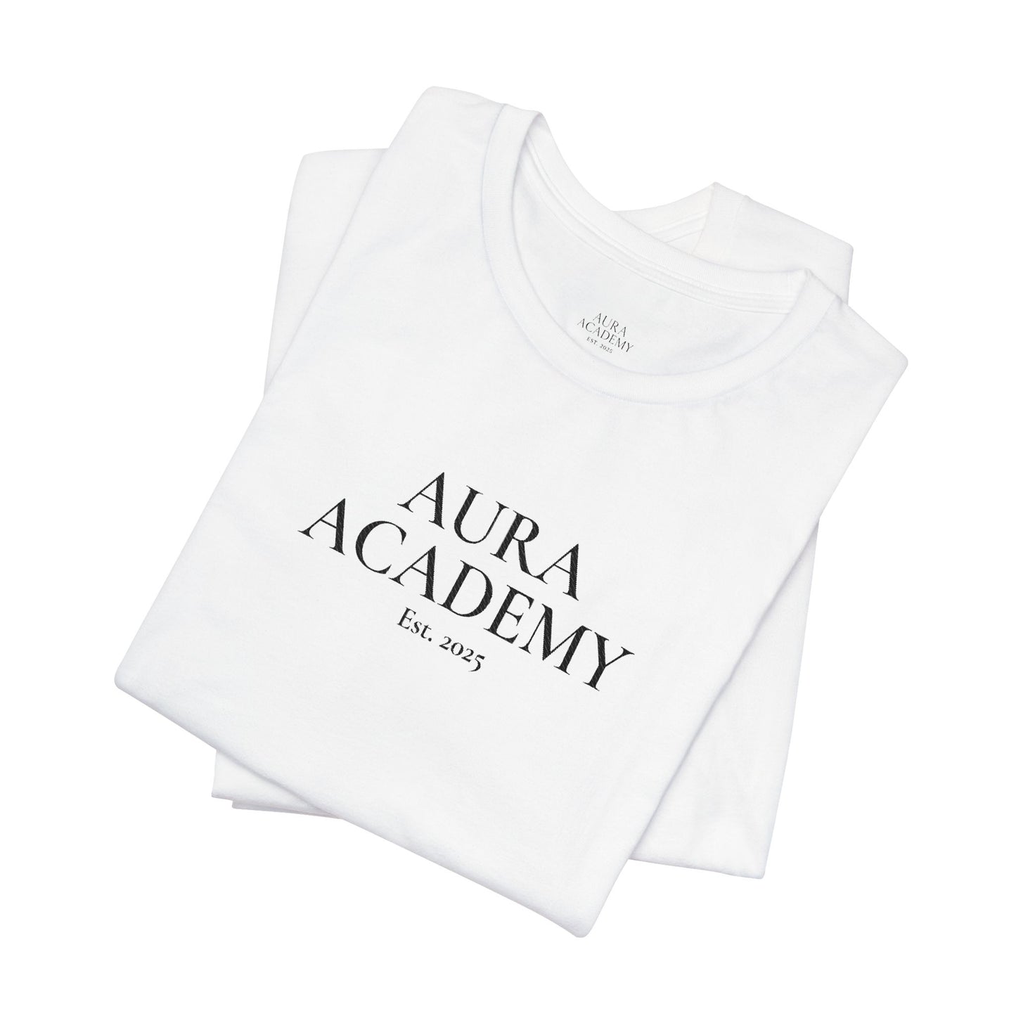 Aura Academy Tee — Minimalist Logo White T-Shirt