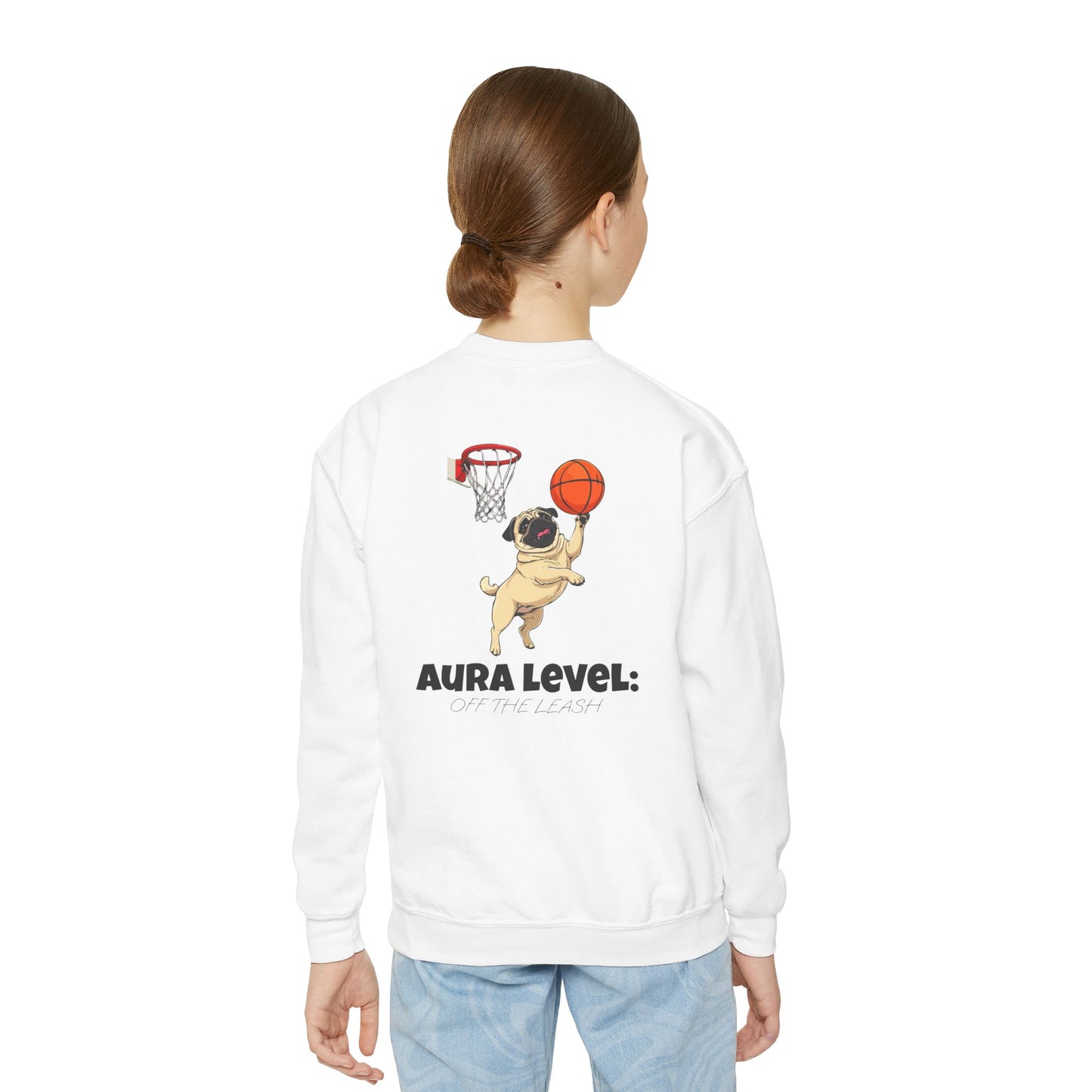 "Aura Level: Off The Leash" Youth Crewneck Sweatshirt