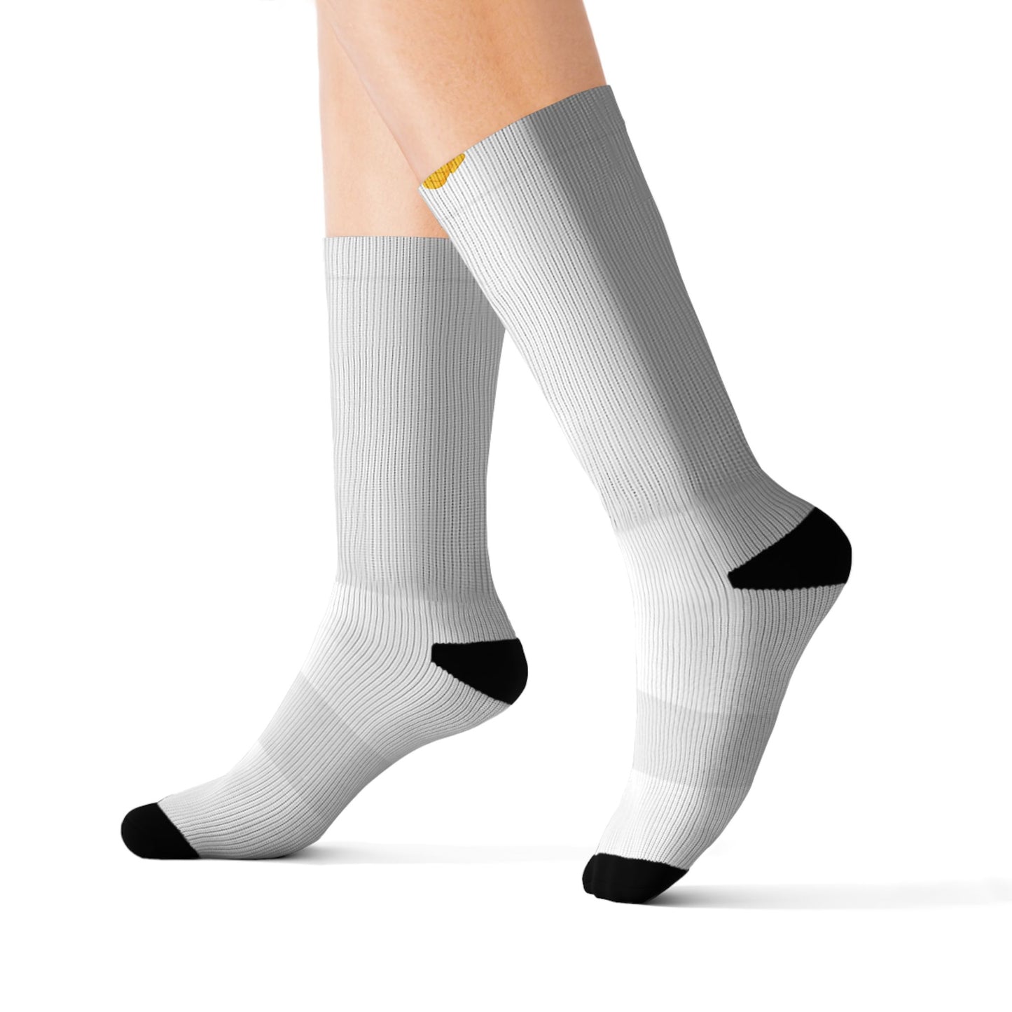 You're Catching My Aura Sublimation Socks — "You're Welcome" Emoji Design