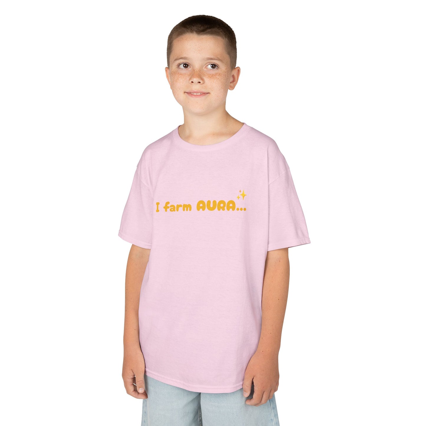 Kids Tee — "I farm AURA" Cute Minimalist Graphic Shirt