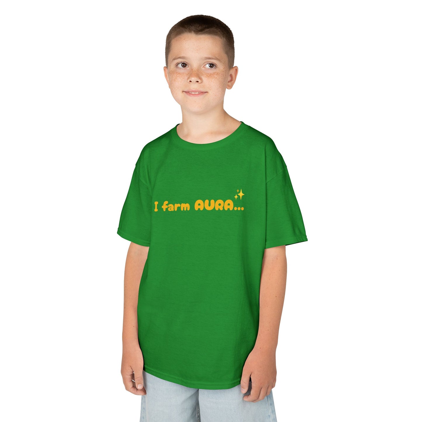 Kids Tee — "I farm AURA" Cute Minimalist Graphic Shirt