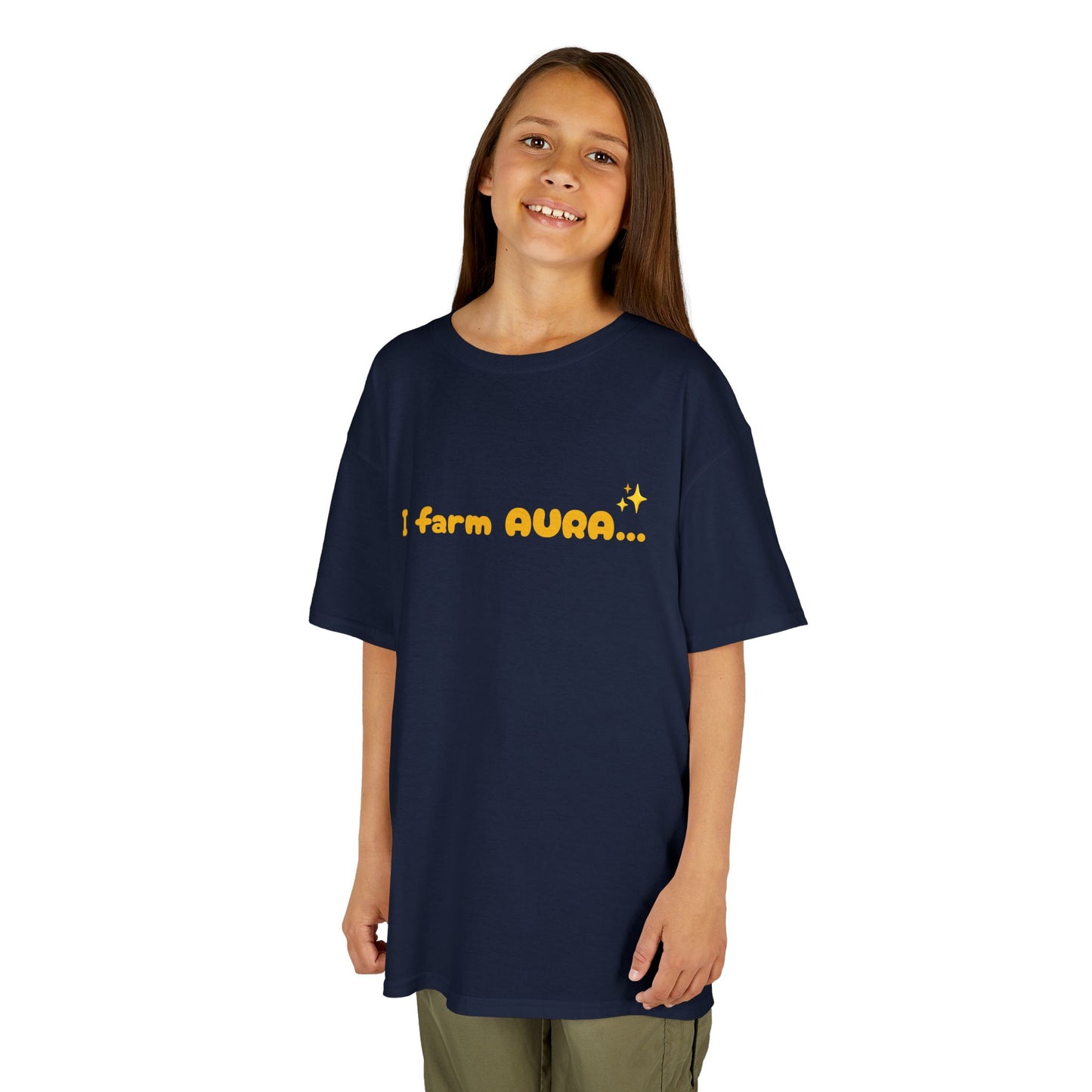 Kids Tee — "I farm AURA" Cute Minimalist Graphic Shirt