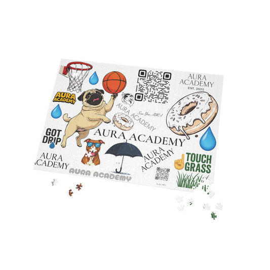 Aura Academy Collage Puzzle — 500/1000-Piece Fun Dog & Sports Sticker Design