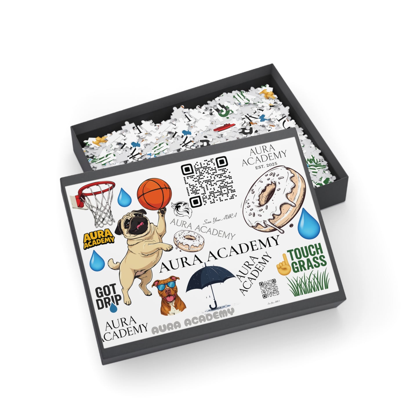 Aura Academy Collage Puzzle — 500/1000-Piece Fun Dog & Sports Sticker Design
