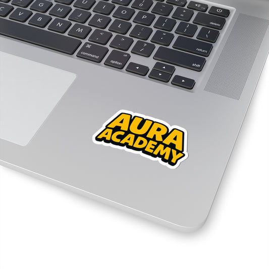 Aura Academy Kiss-Cut Sticker – Bold Yellow Logo Decal for Laptops & Notebooks