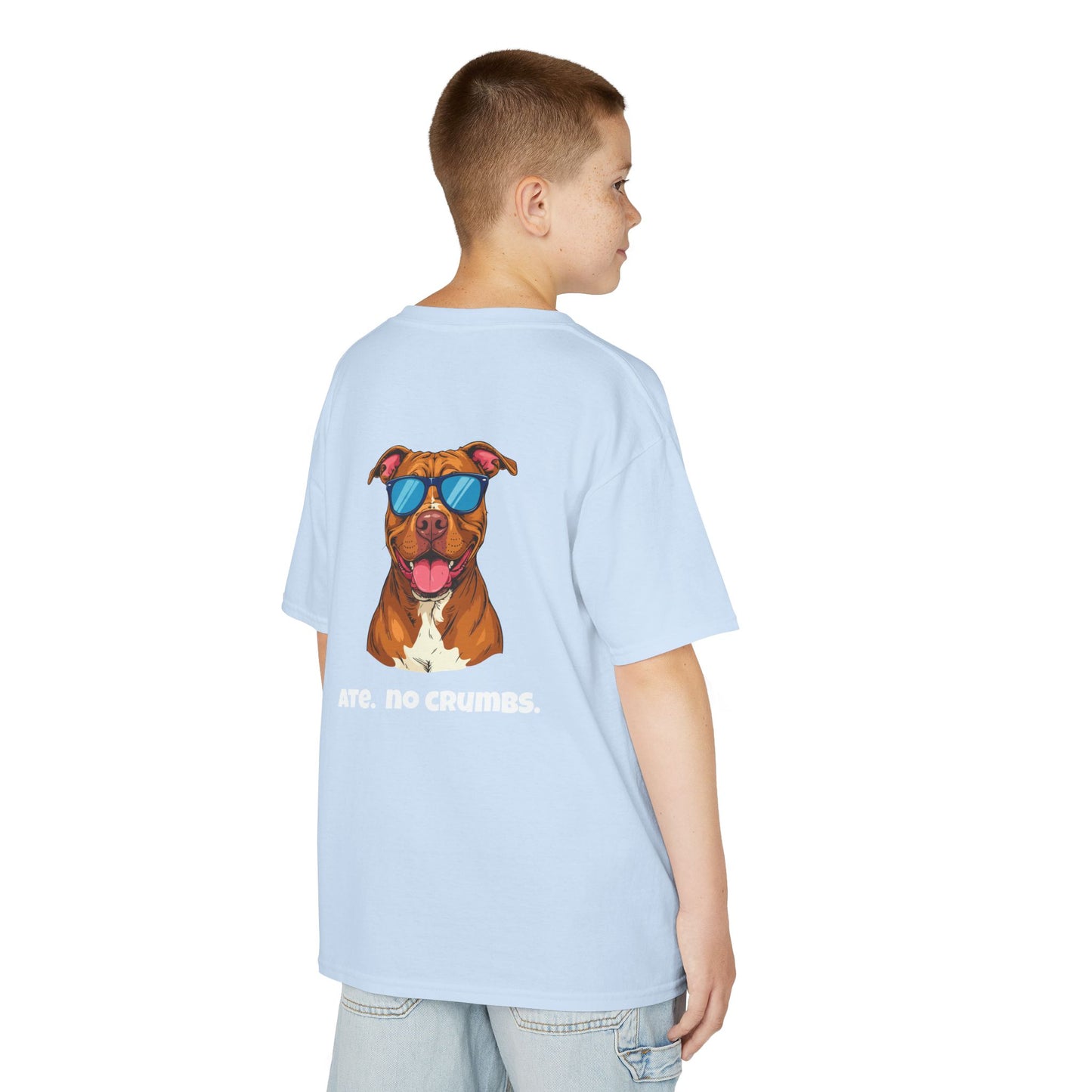 Kids Tee — "Pebbles the Dog: Ate. No Crumbs."