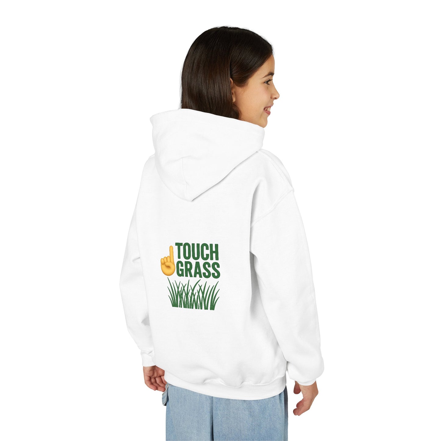 Youth Hoodie - Touch Grass Trend Design