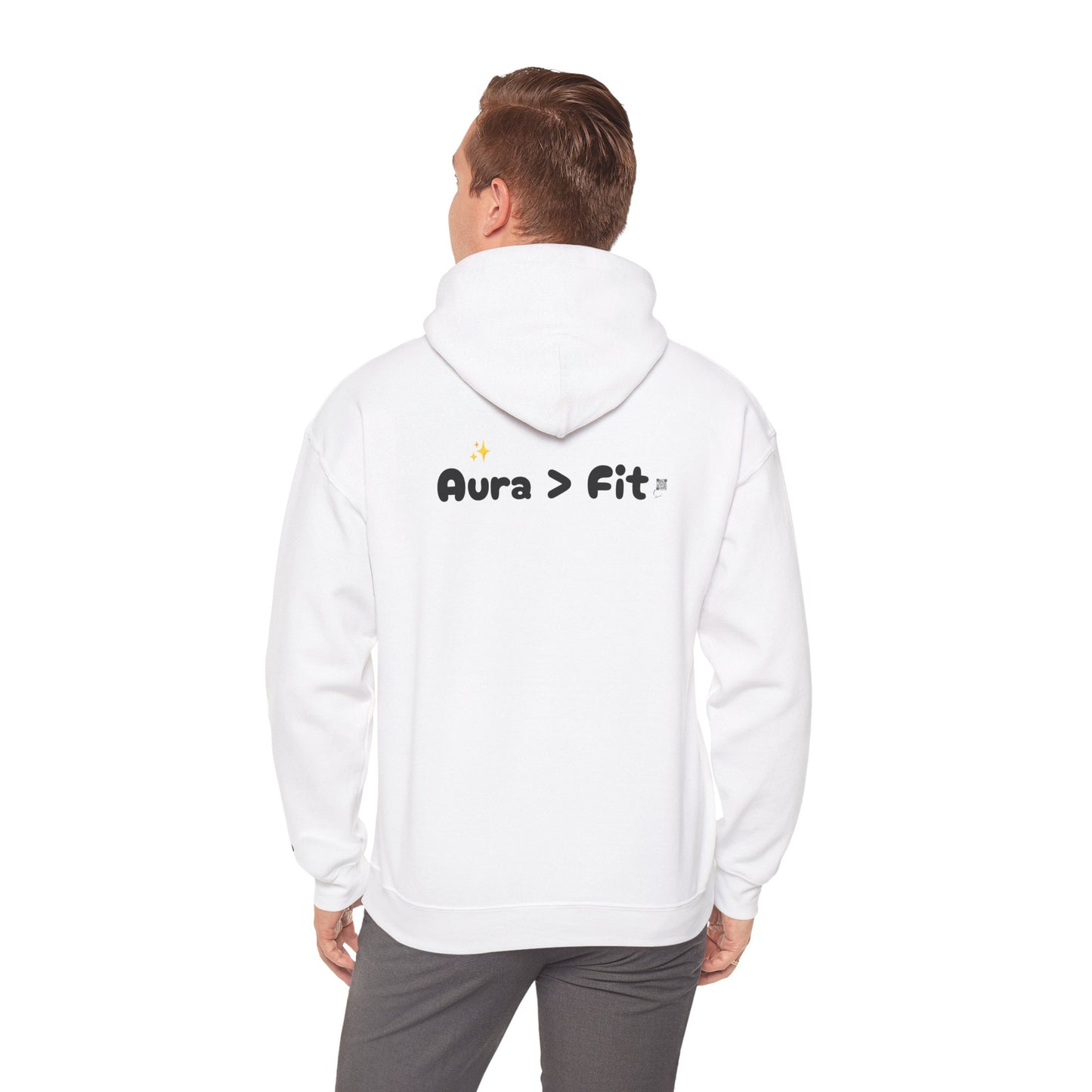 Aura > Fit Hoodie — Minimal Logo White Pullover
