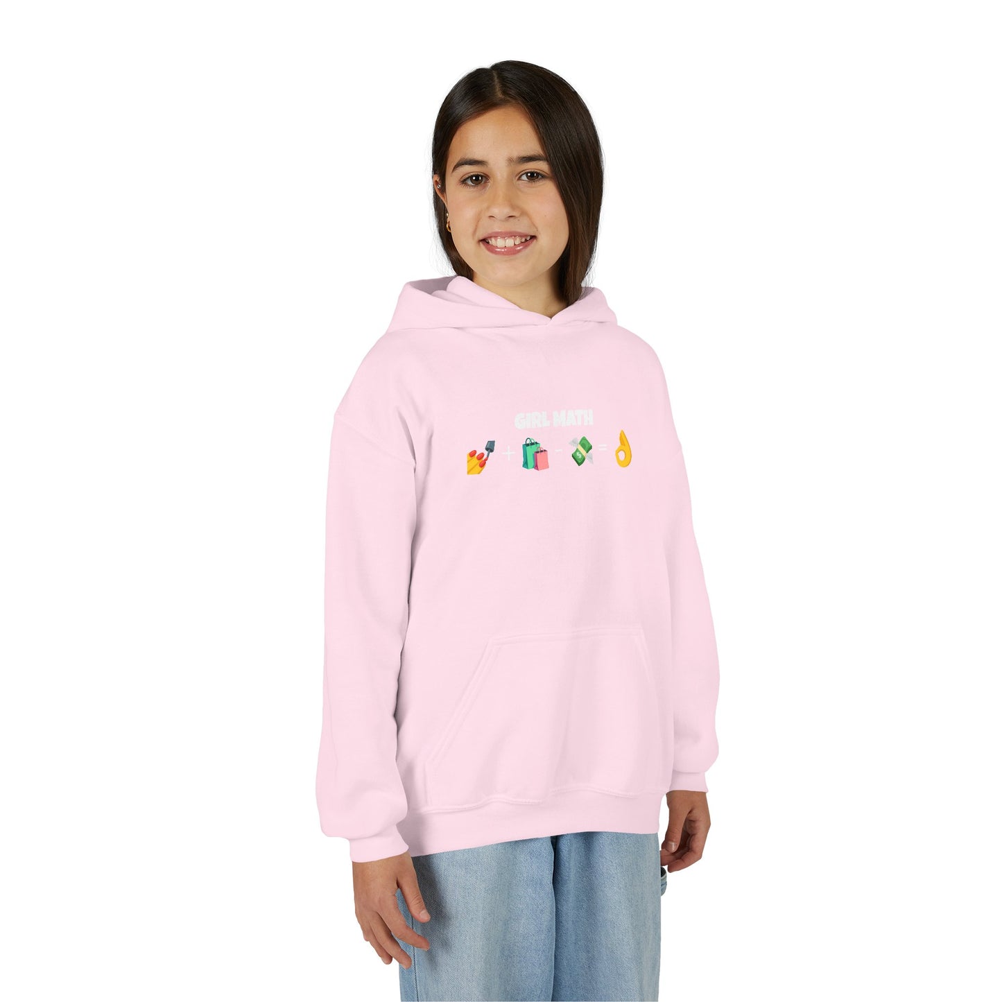 Girl Math Emoji Hoodie — Youth Funny Finance Humor Sweatshirt
