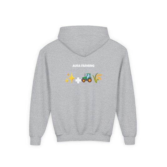 Aura Farming Youth Hoodie — Spiritual + Sustainable Gardening Graphic Sweatshirt